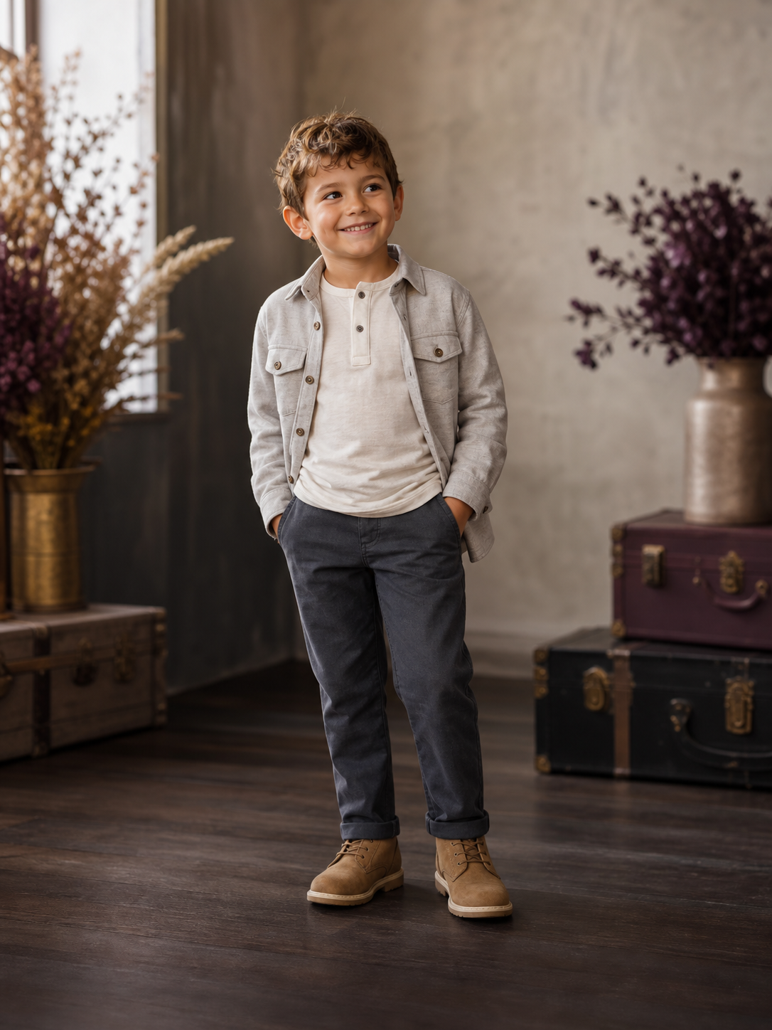 Niño luciendo ropa infantil cómoda